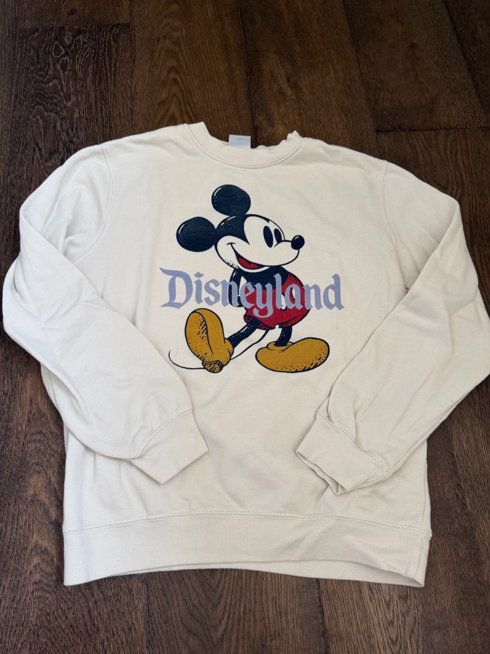 Disney Parks Cream Mickey Mouse Disneyland Graphic Sweatshirt Sz S